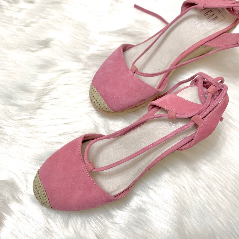 GAP Pink Suede Espadrille Wedge Sandal
